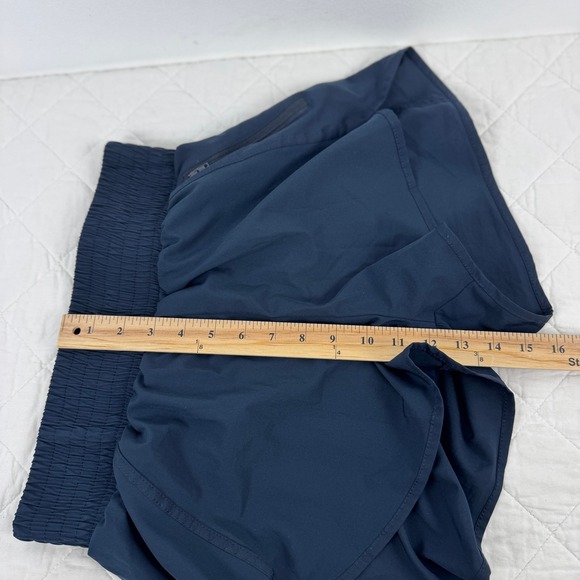 B Athletic Shorts Navy Blue Smocked Waist Zipper Pocket Women M Athleisure - Picture 5 of 9